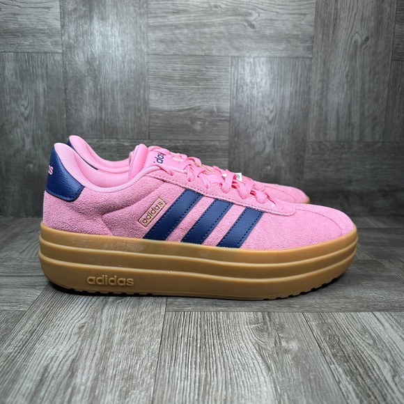 adidas Shoes - Adidas VL Court Bold Women Size 8 Pink Suede Platform Navy Gum NEW JI1789